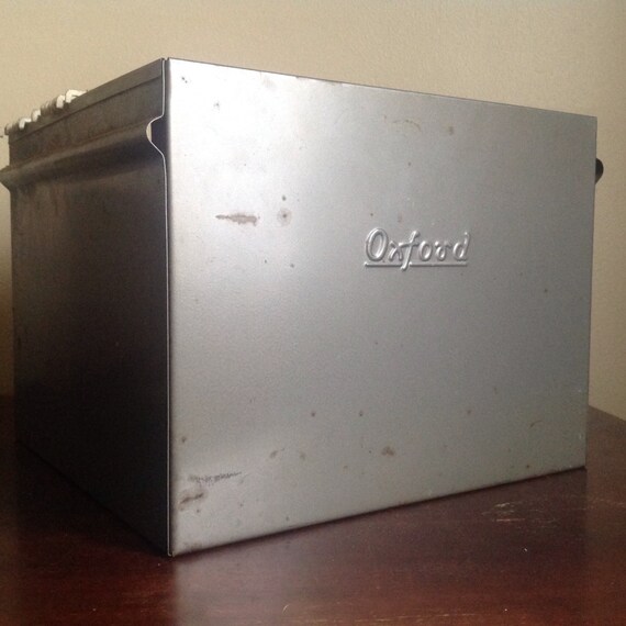 Industrial Chic. Vintage Oxford Metal File Storage Box.