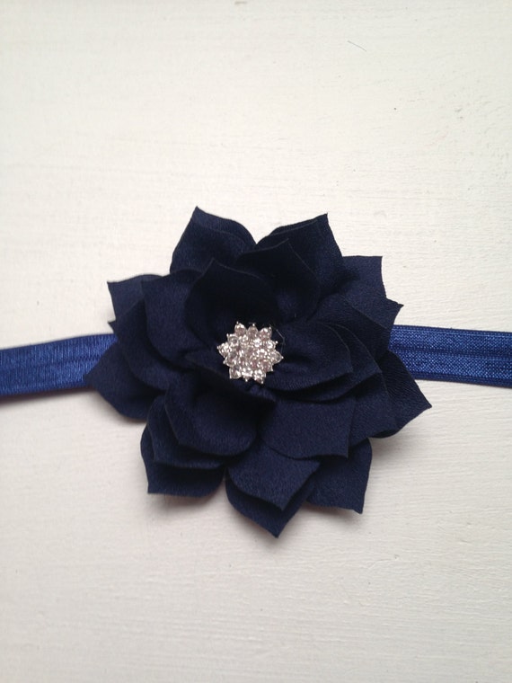 Navy Elastic Headband Navy headband baby by LaBellaRoseBoutique