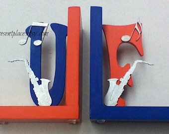 personalized bookends,music bookends,letter bookends,college band,high school band,band bookends,childrens bookends,kids bookends,boy gift