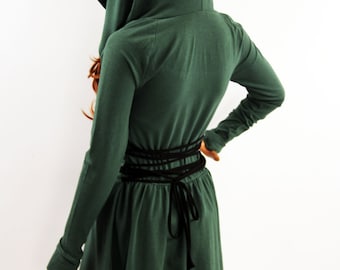 Dress / Hoodie Dress / Hooded Dress / Brown Hoodie Dress / Party Dress / Long Sleeve Dress / Women Dress