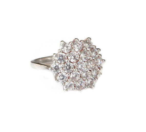 Sterling CZ Cluster Ring Cubic Zirconia Sterling Silver