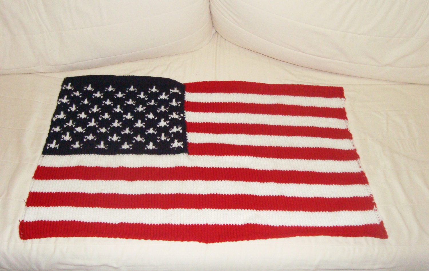 19x31 Knit American Flag American Flag Hand Knit American
