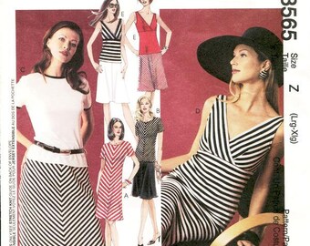 Sz Lrg/Xlg - McCall's Separates Pattern 3565 - Misses' Dresses, Tops and Skirt - Stripe It Rich