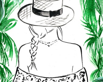 Watercolour Fashion Illustration Titled Paradise Found