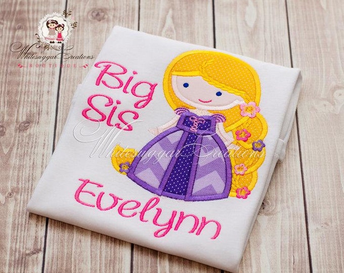 Princess Rapunzel Big Sister Shirt - Custom Princess Siblings Shirt - New Baby Announcement