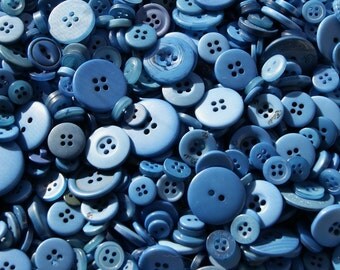 25 Blue Buttons, Assorted Buttons, Assorted Size Mix, Grab Bag, Sewing, Crafting, Jewelry, Collect (1448)