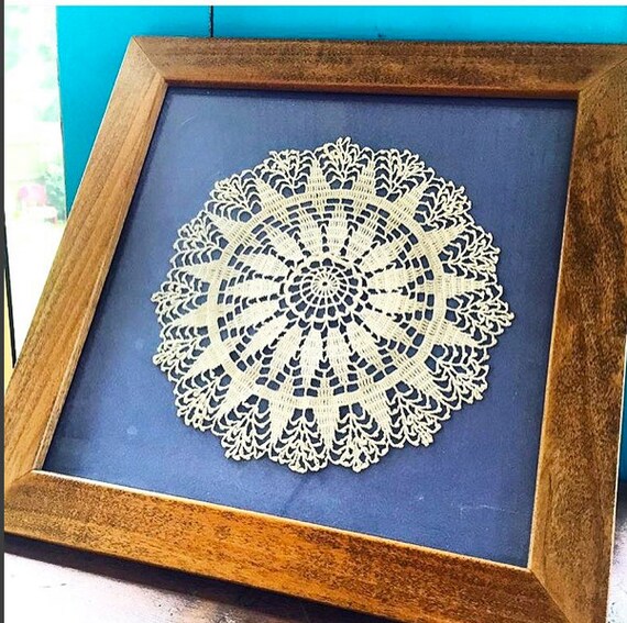 Vintage Crochet Doily Framed Art Vintage by VintageJunkInMyTrunk