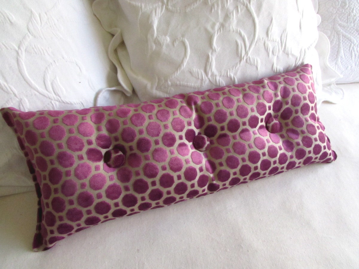 velvet magenta 9x25 Bolster/lumbar pillow with buttons