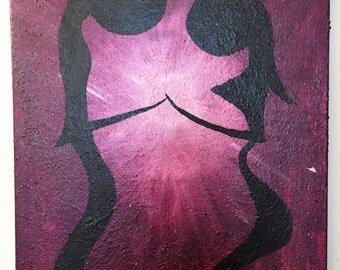 Wall Art Maroon Purple Black White Textured Abstract, 24x30 Acrylic Painting on Canvas