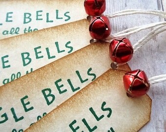 Christmas Gift Tags Rustic Vintage Style Jingle Bells
