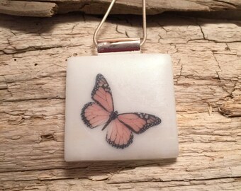 Dichroic glass jewelry, butterfly pendant, Dichroic Glass Pendant, Fused Glass Jewelry, Fused glass pendant, glass Necklace, Dichroic Glass