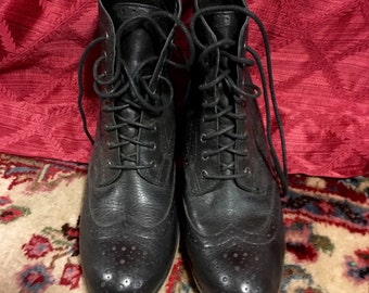 Vintage Black Leather Ankle Boots Size 7