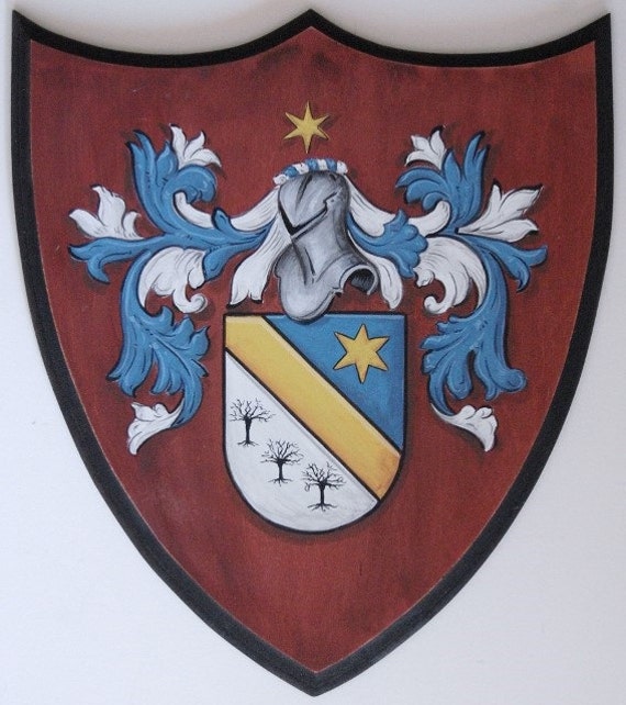 Custom Family Crest Plaque Coat of Arms Painting on Shield