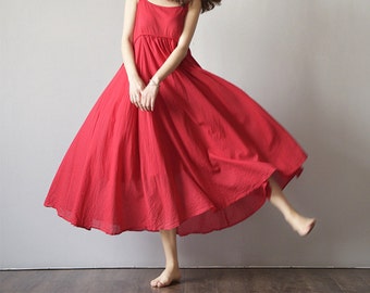 Loose Fitting Long Maxi Dress - Summer Dress in - Sleeveless Cotton Sundress for Women