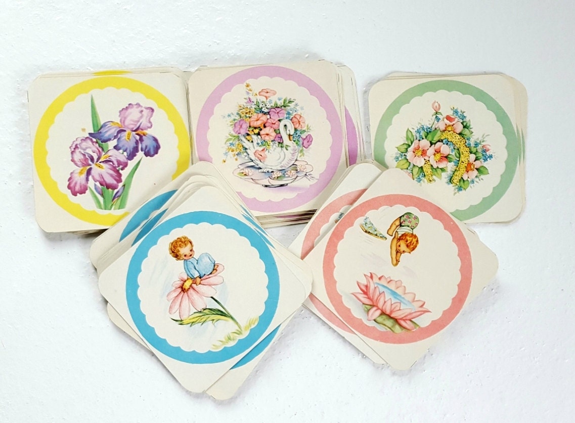 Kitsch Paper Beverage Drink Coaster Set of 15 Vintage Pixie