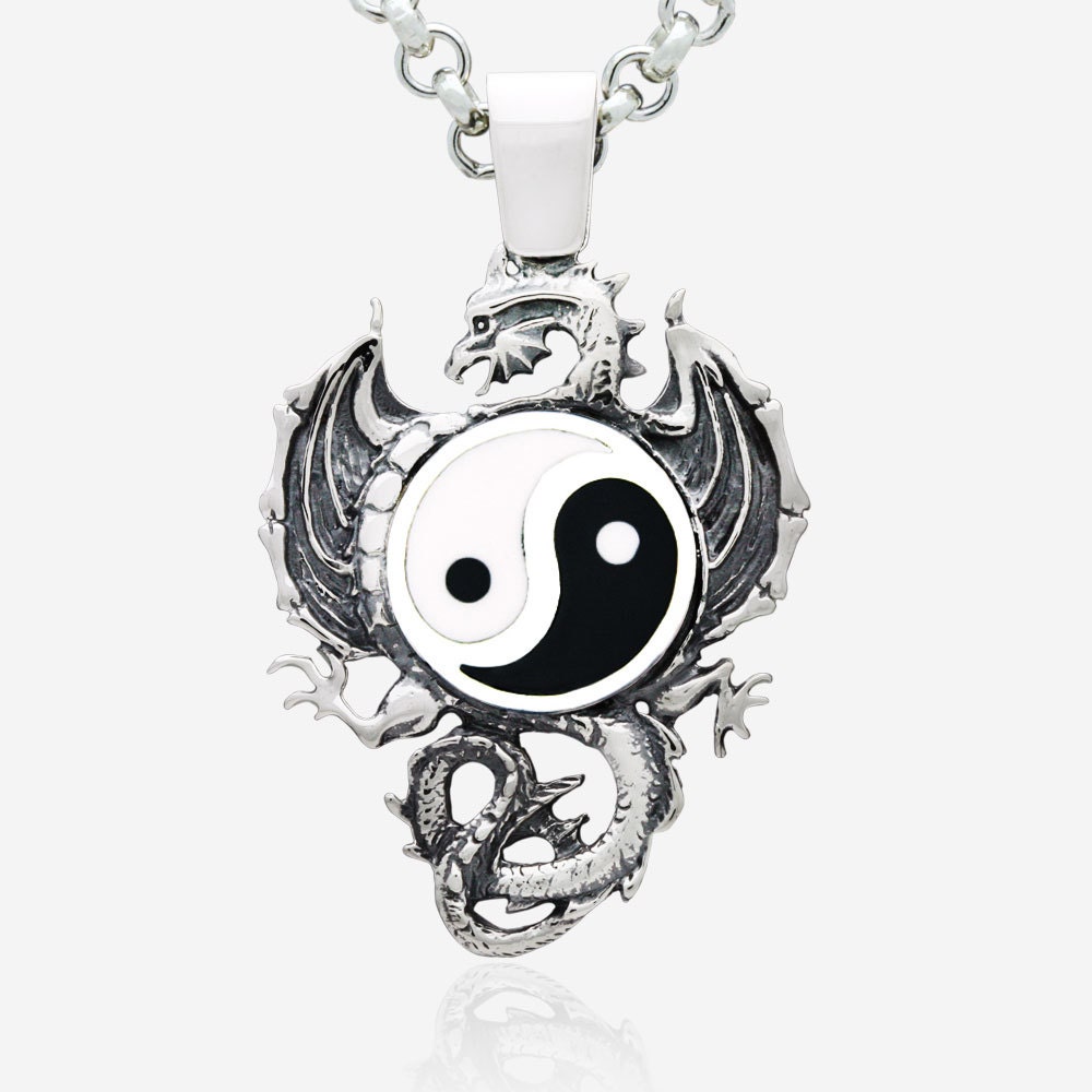 Sterling Silver Yin Yang Dragon Pendant