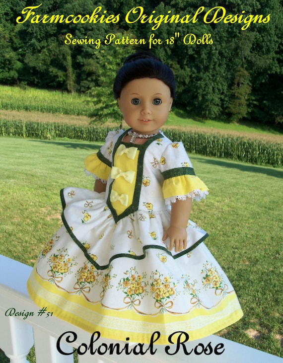 PDF Sewing Pattern / COLONIAL ROSE Gown & Crinoline for American Girl or Maru and Friends Dolls
