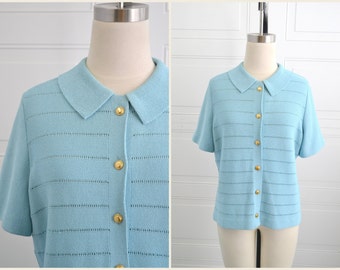 1960s Kimberly Blue Short Sleeve Cardigan