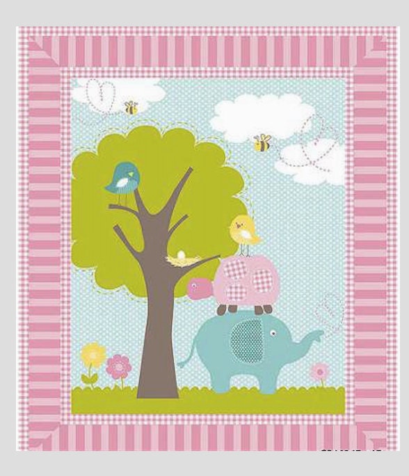 Baby girl pink Quilt panel 100 cotton fabric for general
