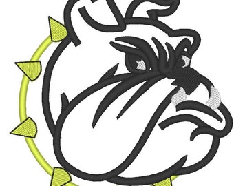 Bulldog mascot - machine embroidery applique and fill stitch designs INSTANT DOWNLOAD