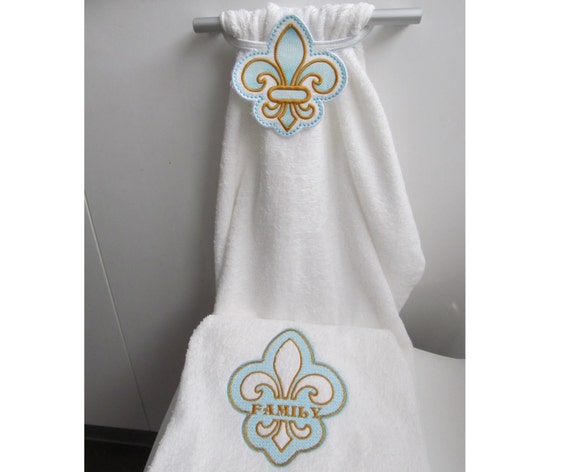 fleur de lis embossed embroidery design towel topper ith embroidery project hunger
