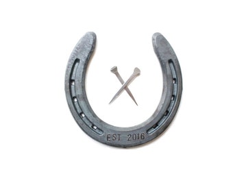 Engraved Horseshoe . Horse Shoe Decor . 1st home . horse decor . new home housewarming gift . newly wed gifts . est 2016 . est sign