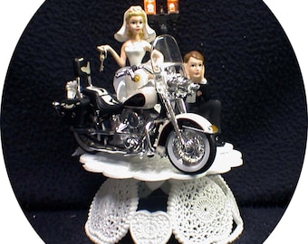 Harley Davidson Motorcycle Bike Wedding Cake Topper Working Light!