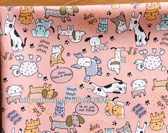 w878_45 - dogs fabircs - cotton fabrics ( pink ) in Half Yard