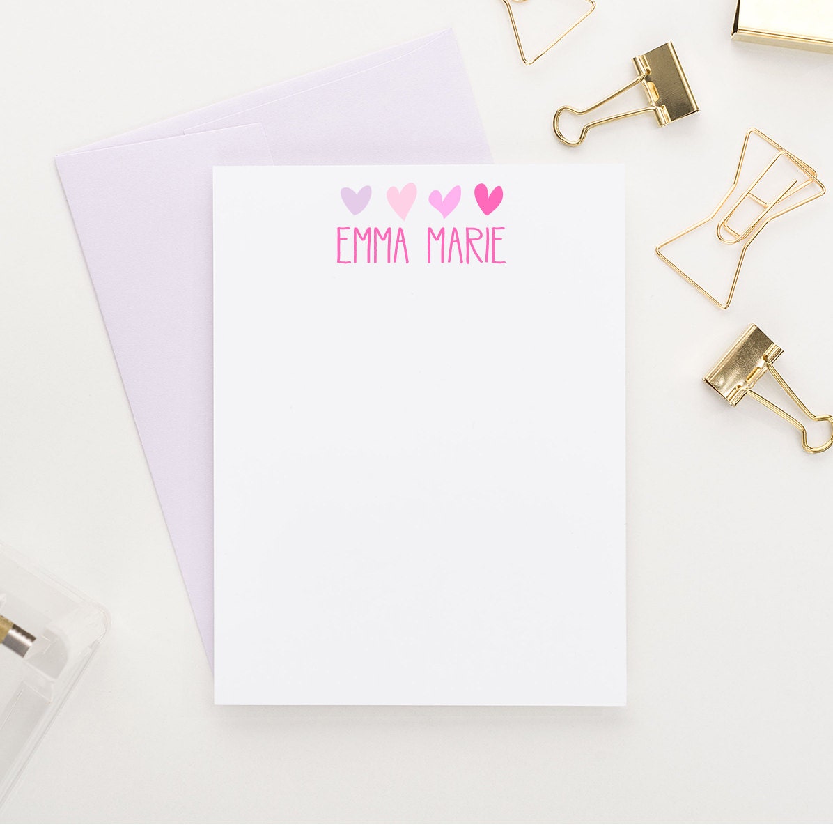 Girls Stationery Set // Personalized stationery set // hearts
