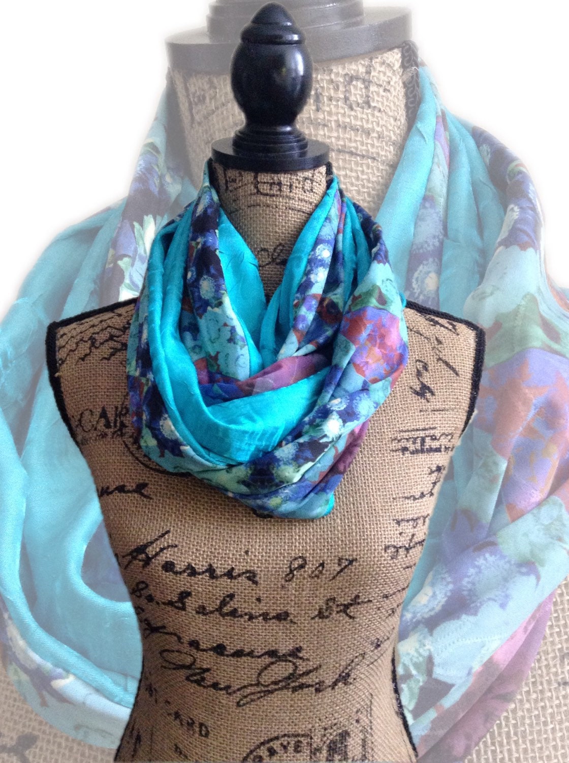 Aqua Travel scarf with hidden pocket pocket scarf hidden