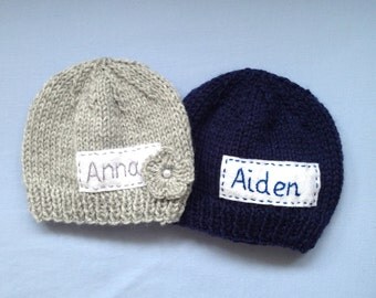 Newborn photo prop, grey newborn hat, personalized newborn hat, newborn girl, monogram baby hat, baby props, name beanie, newborn props