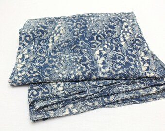 LARGE Antique Japanese Boro Textile. Handwoven Katazome Cotton. Natural Indigo Tablecloth, Throw, Wall Hanging (Ref: 1132)
