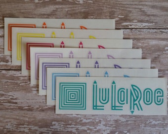 Set of 7 LulaRoe Decals with BONUS FREE white decal- Great for your personalizing tumblers, water bottles, mirrors, signs, tablets, planners