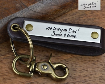 Custom Handwriting Keychain - Real actual handwritten note engraved - Memorial Gift, Daughter to Father, Husband Fiance Gift or Gift for Dad