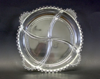 Vintage Candlewick Divided Clear Glass Serving Dish (E849)