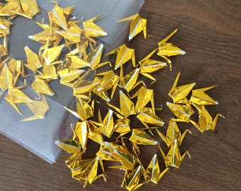 100 Mini Gold Origami Cranes