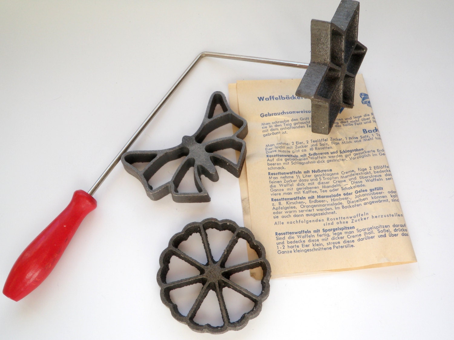 Rosette Iron Cast Timbale Molds for Patty Waffle Shell Maker