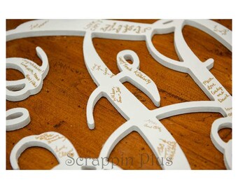 10 Inch Connected Vine Script Wood Monogram Letters - Perfect for hanging on a wall or added to a wreath and hanging on your front door.