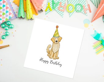 Dog Card Golden Retriever Watercolor Painting/ Illustration