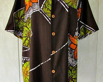 vintage 70s mens hawaiian shirt L sears kings road