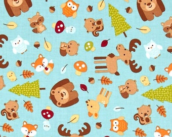 04466 - Riley Blake Happy Camper C4730 Main in blue cotton fabric- 1 yard