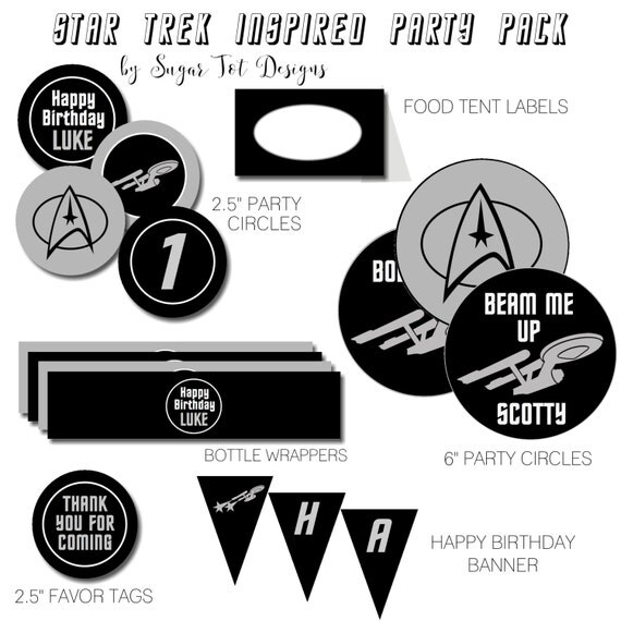Items similar to Star Trek Birthday Party Pack, Star Trek Birthday ...