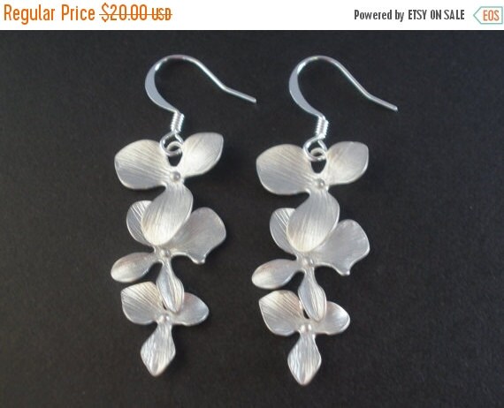 Salmon Color Velvet Orchid Earring with Fethers main image 1