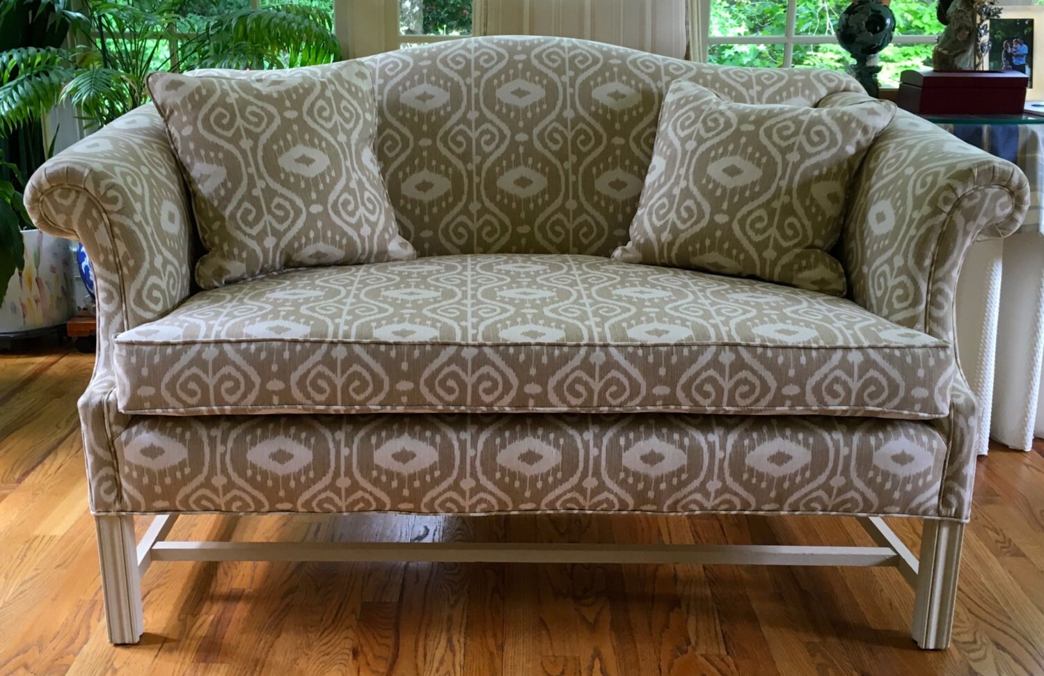 Camel Back Loveseat In Magnolia Fabrics Bali by WydevenDesigns