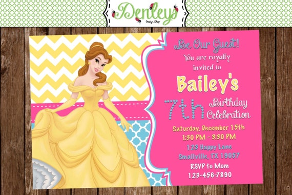 Princess Belle Birthday Invitation BE01