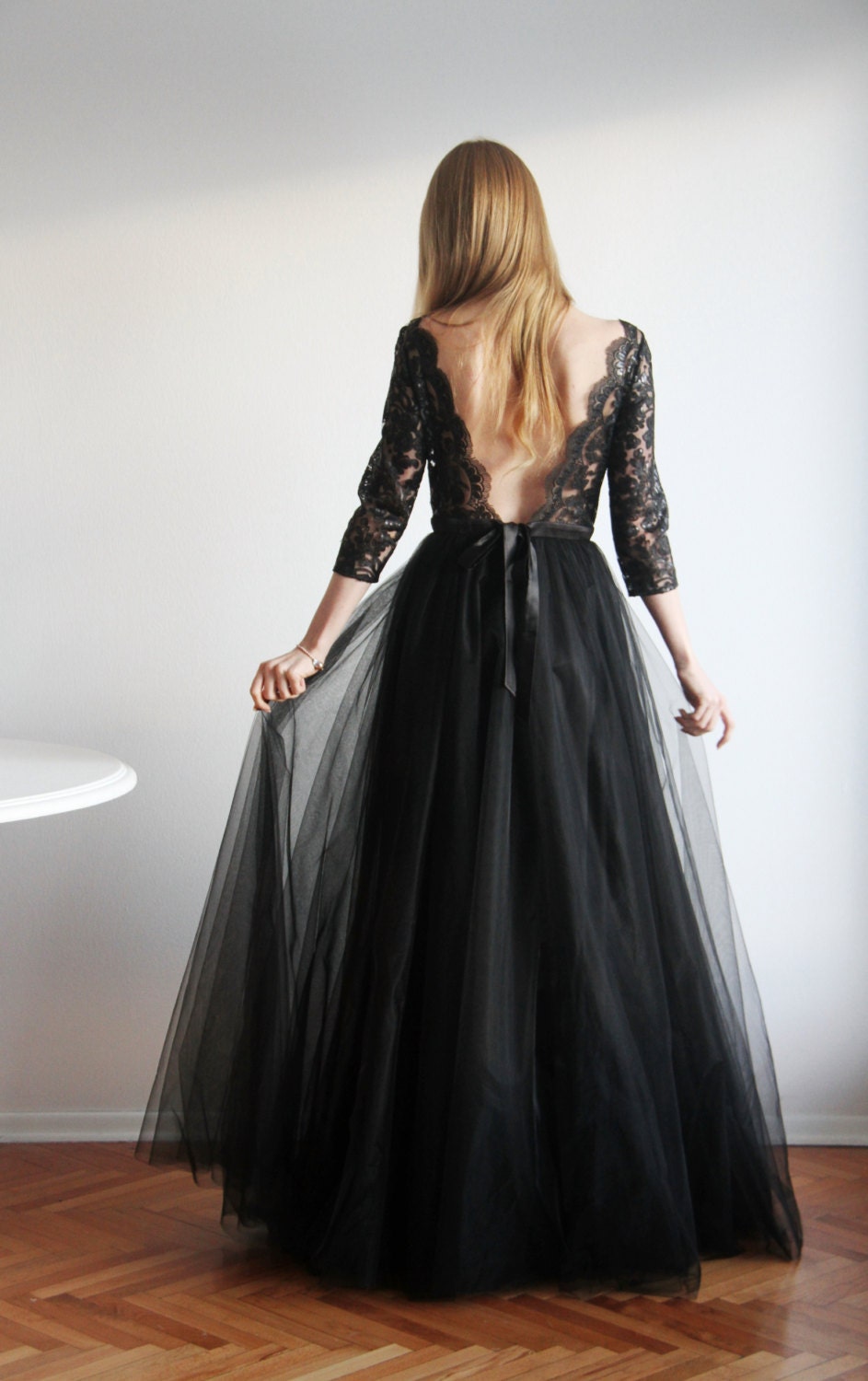 black full skirt ball gown