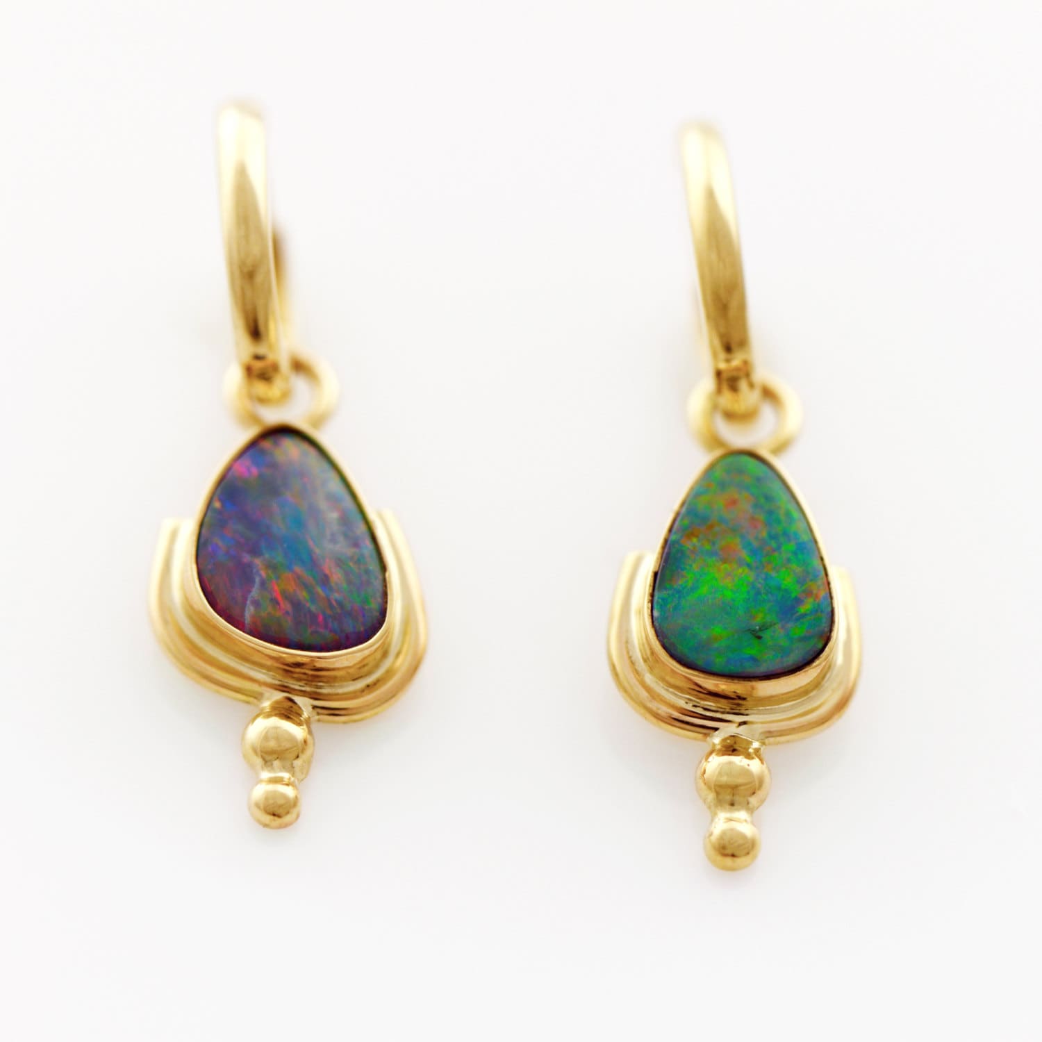 Opal Dangle Earrings in 14K Gold Opal Doublet Jacket Earrings