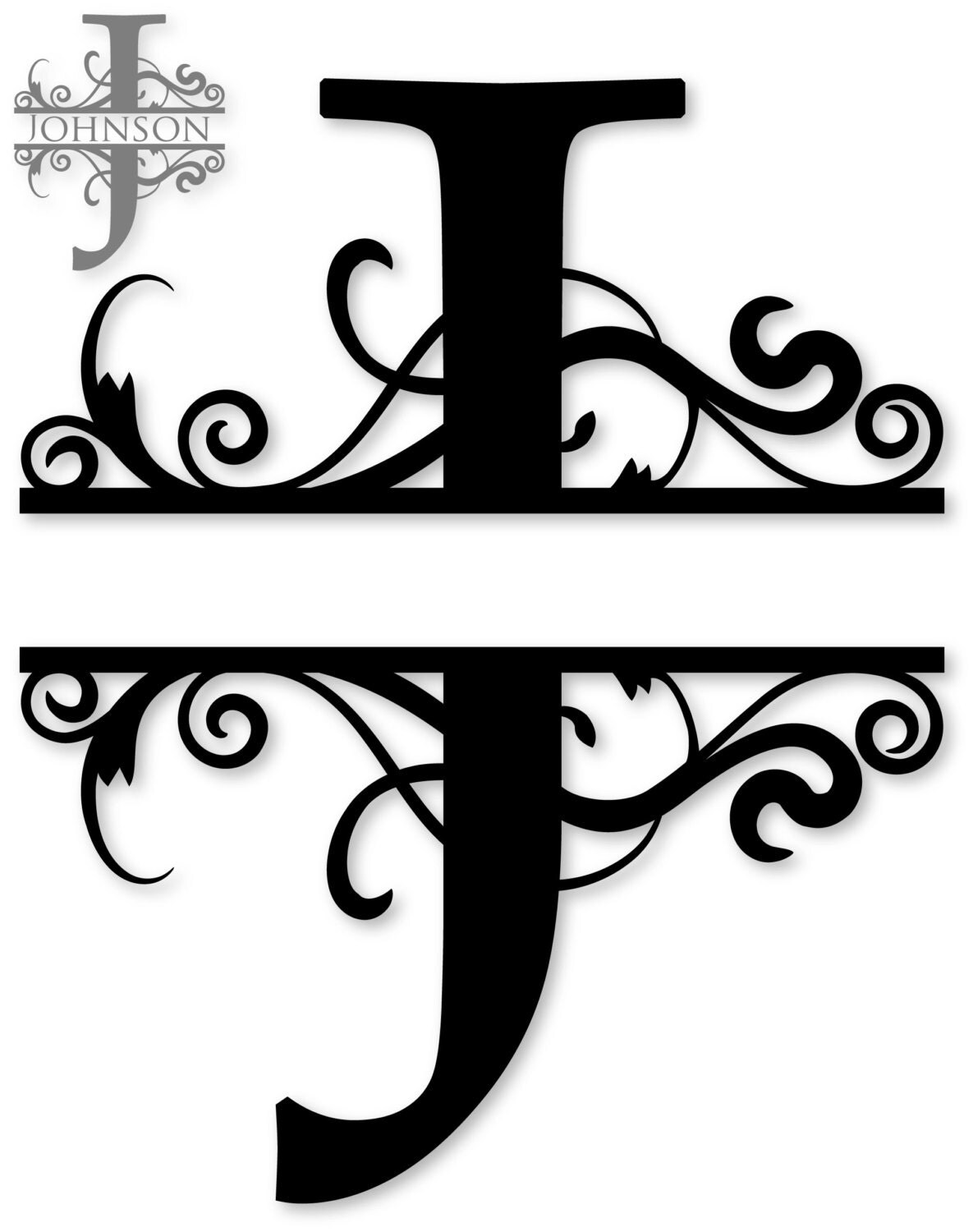 Flourished Split Monogram J