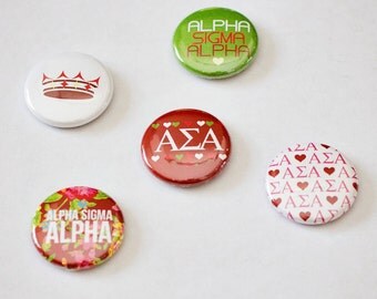 Alpha Sigma Alpha 1" Buttons, Sorority Buttons