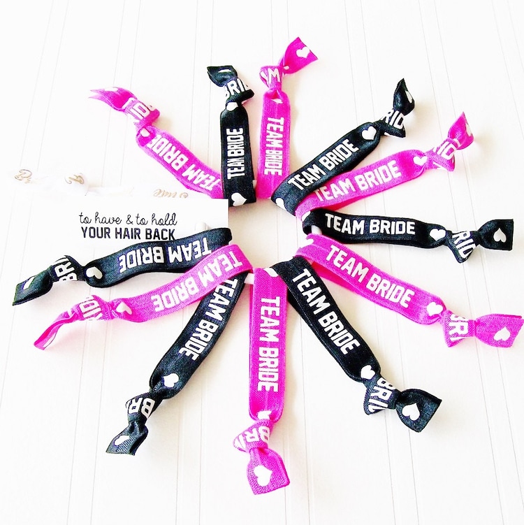 Team Bride Hair Ties Bridal Shower by LuckyGirlHairTies on Etsy